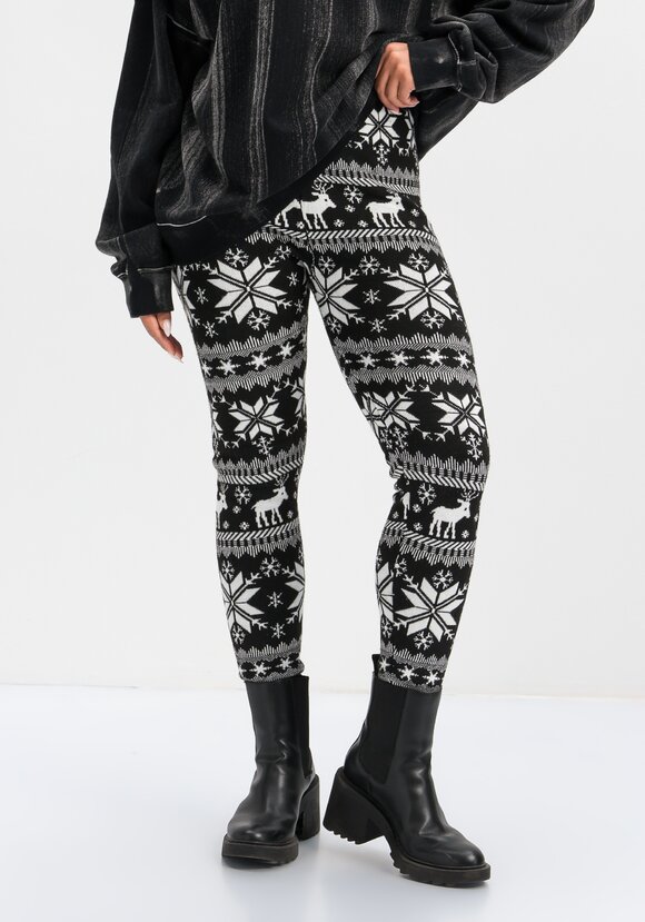 Леггинсы с начесом и зимним орнаментом шир.  580, рис. 1