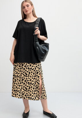 Юбка свободная с широким поясом на резинке