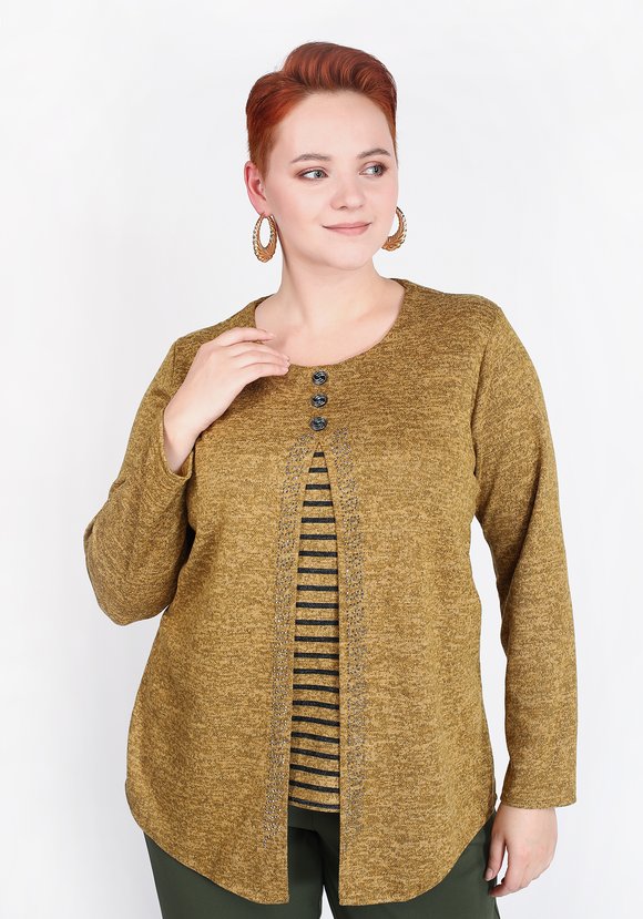 Блуза с пуговицами и узором из страз шир.  580, рис. 1