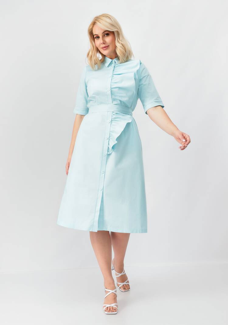 Платье на пуговицах с декоративной сборкой шир.  750, рис. 15