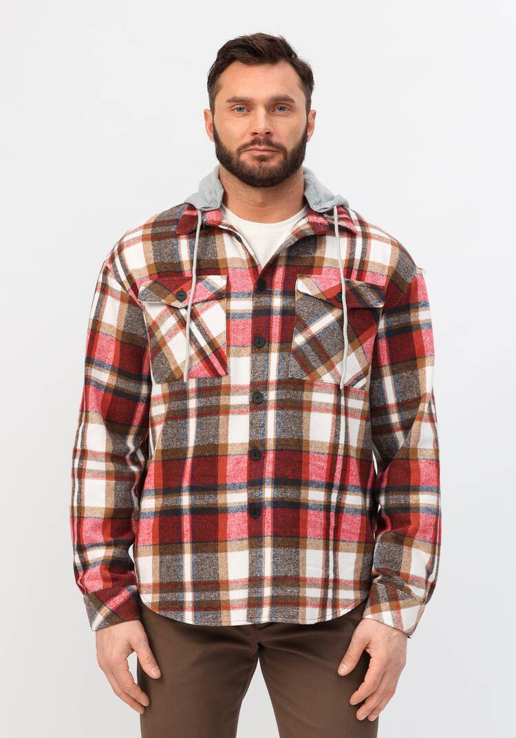 Рубашка с капюшоном в клетку шир.  750, рис. 4