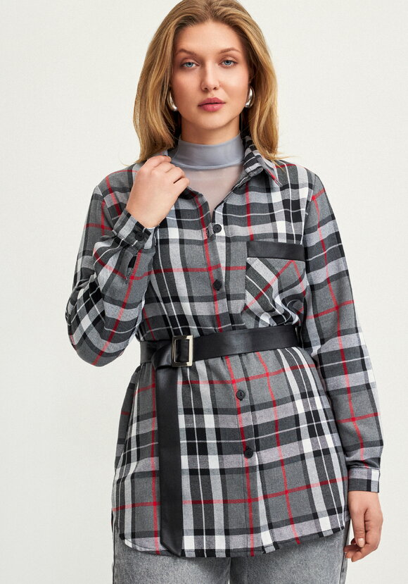 Рубашка в клетку с поясом шир.  580, рис. 8