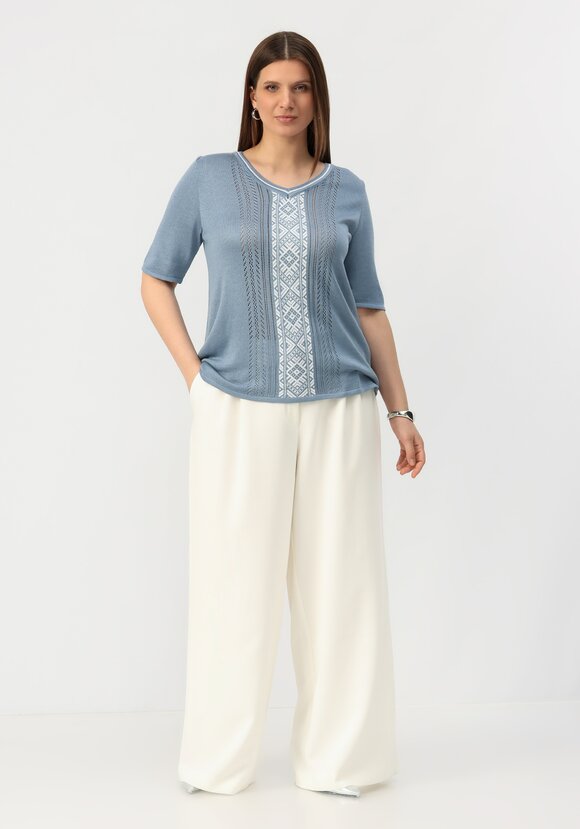 Пуловер с узором на передней полочке шир.  580, рис. 16