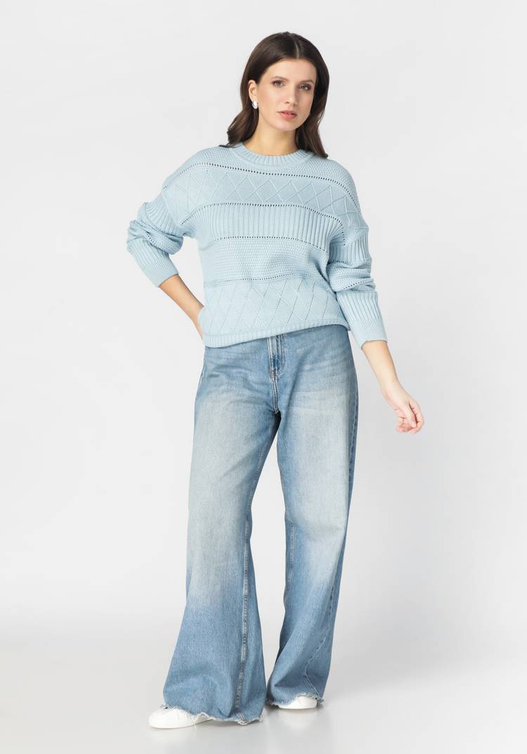 Джемпер женский со структурной вязкой шир.  750, рис. 5