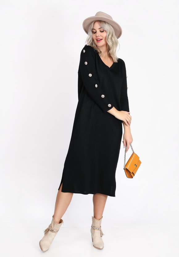 Платье однотонное с пуговицами на рукавах шир.  580, рис. 8