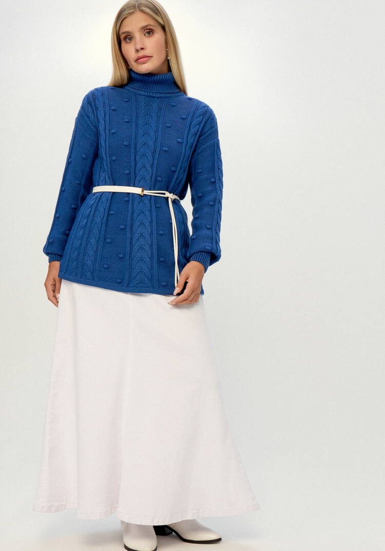 Джемпер с высокой горловиной и косами шир.  750, рис. 50