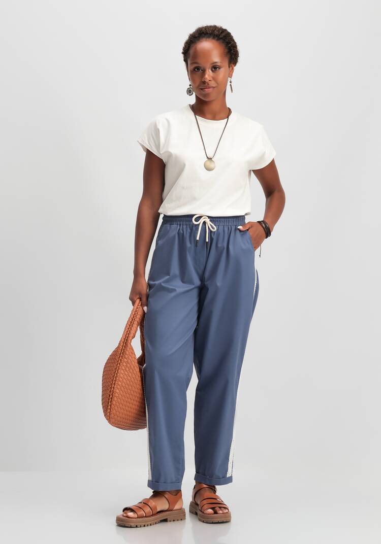 Брюки-бананы с кружевной вставкой шир.  750, рис. 7