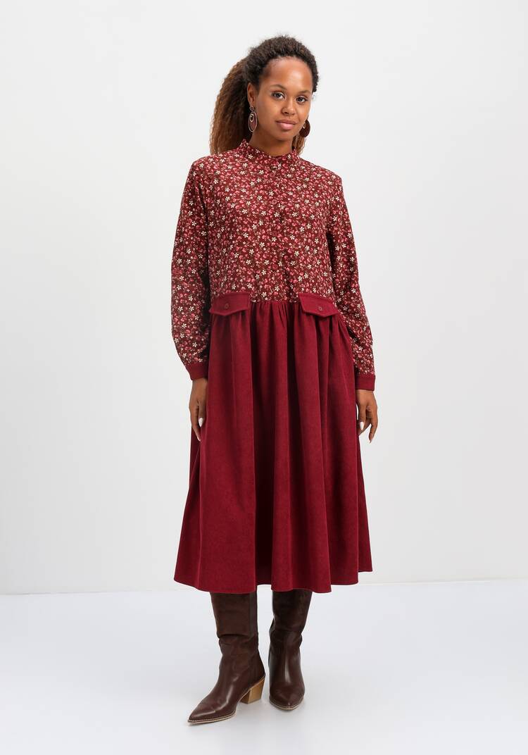 Платье комбинированное с воротником-стойкой шир.  750, рис. 12