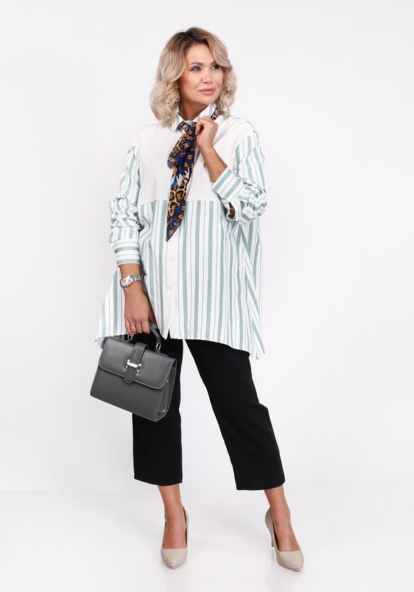 Блуза комбинированная в полоску шир.  580, рис. 1