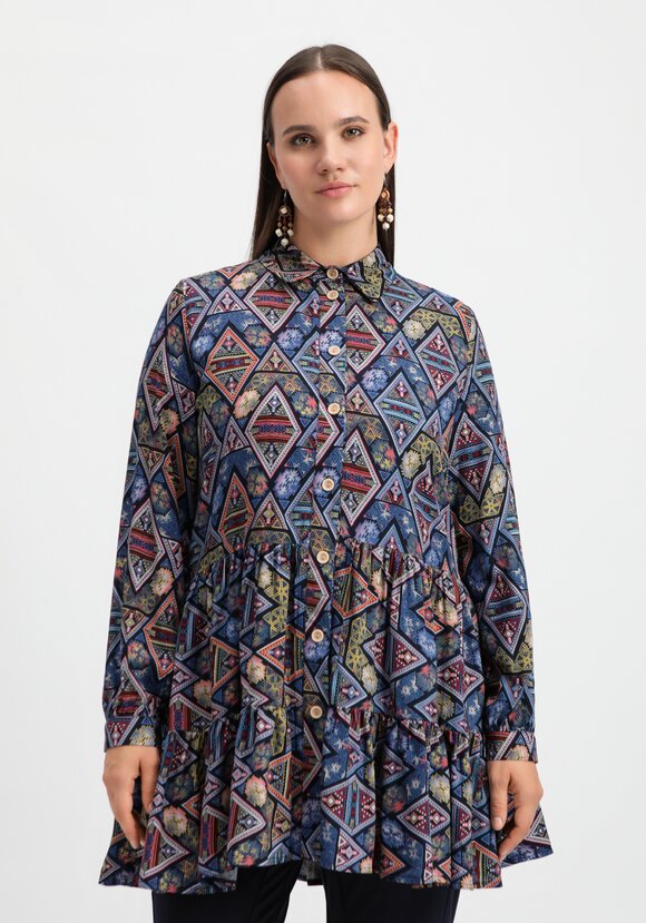 Блуза оверсайз с ярусами шир.  580, рис. 4