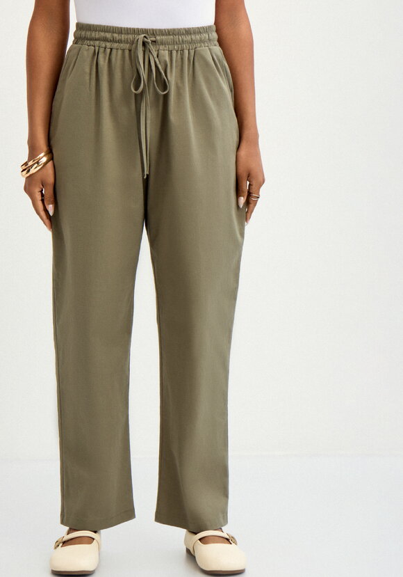 Брюки прямые изо льна с карманами шир.  580, рис. 19