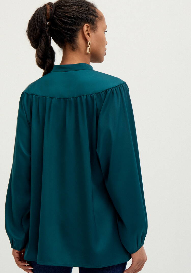 Блуза шелковая с кокеткой шир.  750, рис. 3