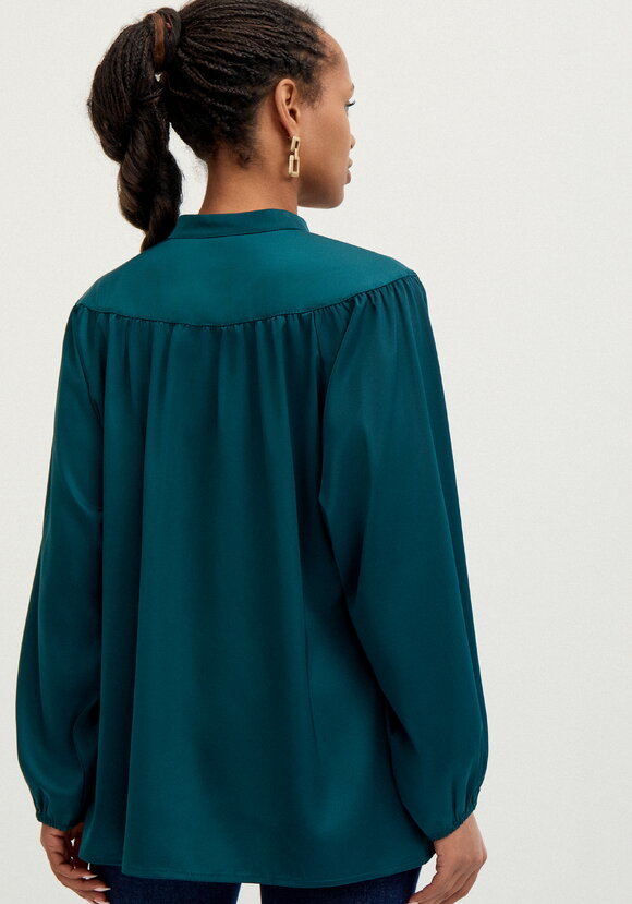 Блуза шелковая с кокеткой шир.  580, рис. 3