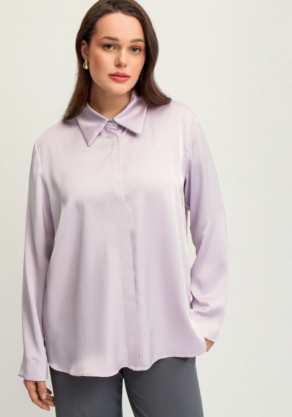 Блуза из шелка с супатной застежкой шир.  580, рис. 17