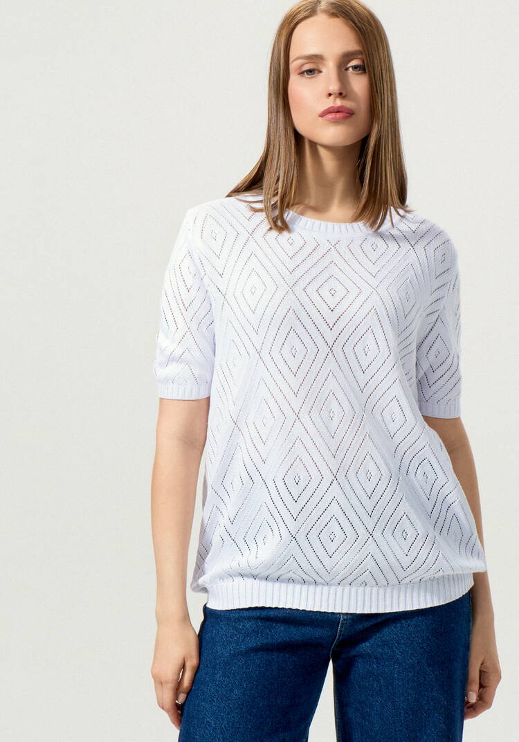 Джемпер с коротким рукавом ажурный шир.  750, рис. 4