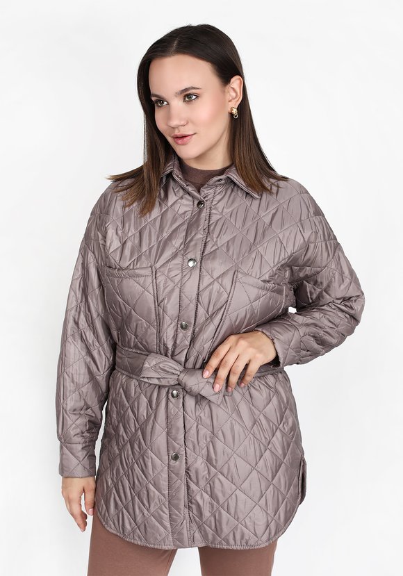 Куртка стеганая с карманами и поясом шир.  580, рис. 1