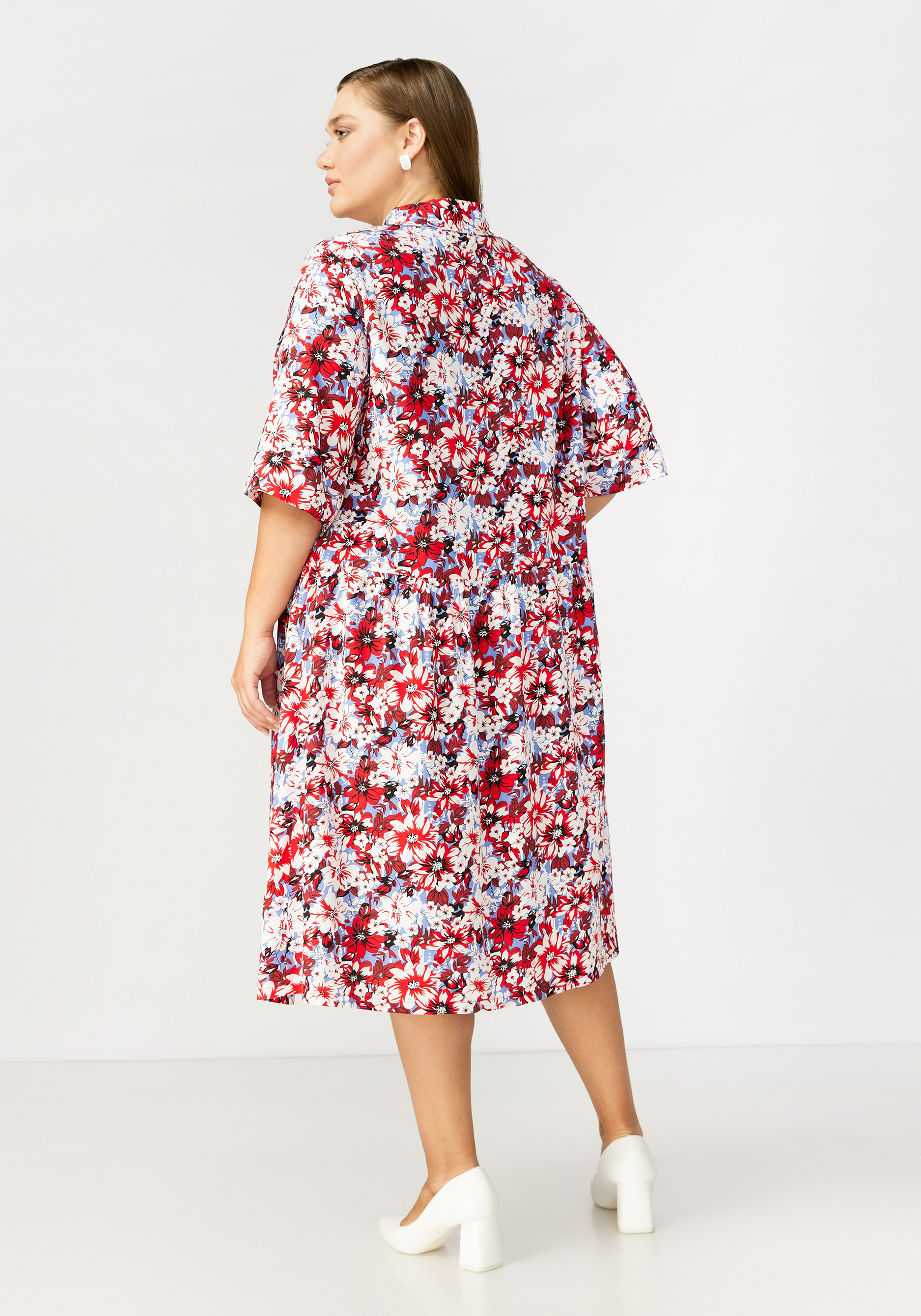 Платье с цветочным принтом и рукавом Bianka Modeno, размер 56 - фото 2