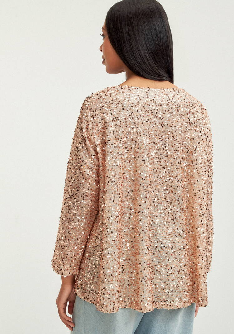 Блуза с мерцающими пайетками шир.  750, рис. 3