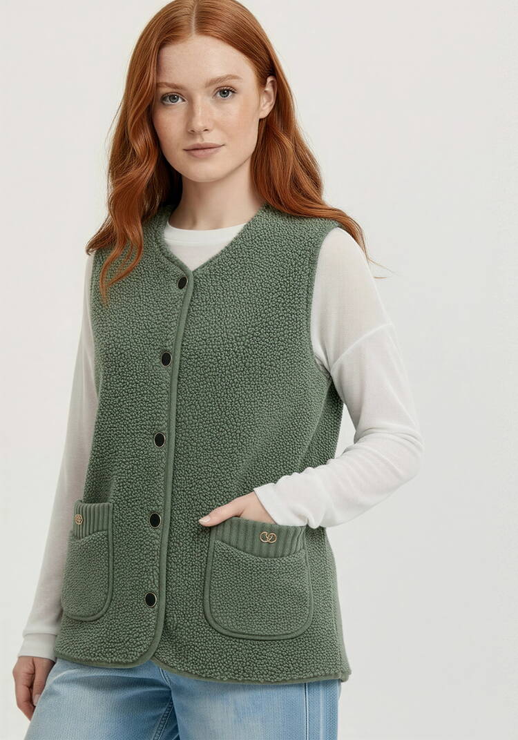 Жилет удлинённый из искусственного меха шир.  750, рис. 9