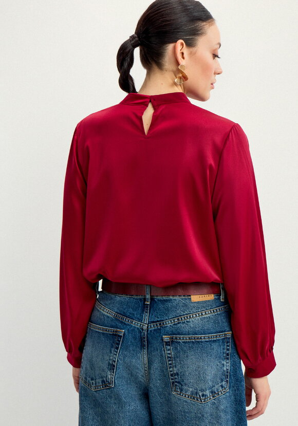 Блуза шелковая с воротником-стойкой шир.  580, рис. 9