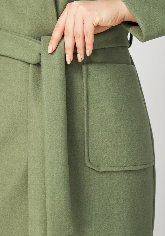 Пальто удлиненное с поясом и капюшоном шир.  580, рис. 14
