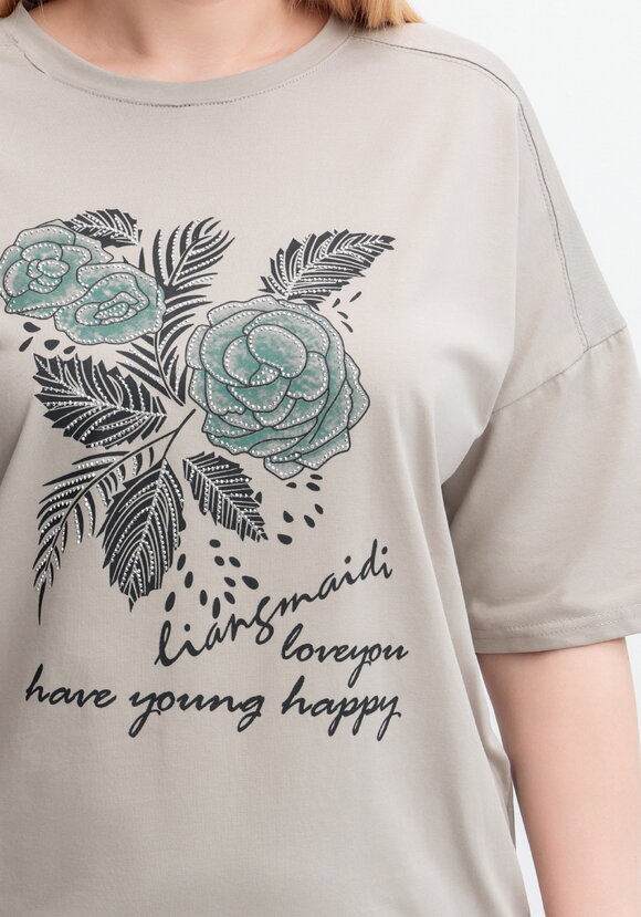 Футболка с принтом Зеленый цветок шир.  580, рис. 25