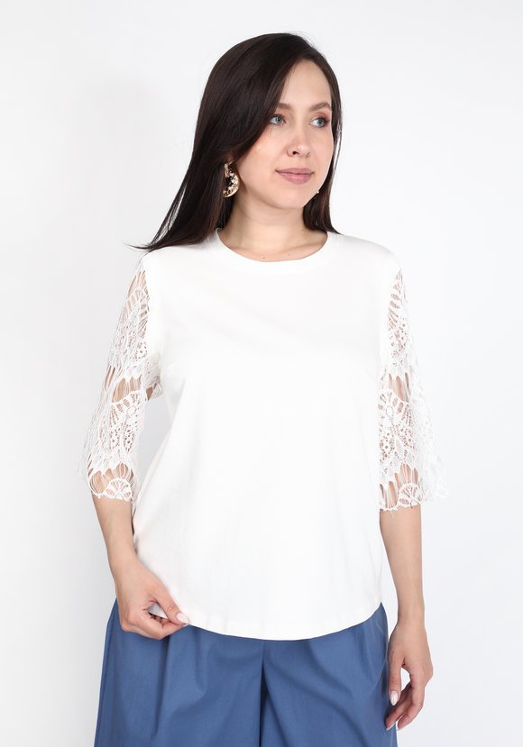 Топ-блуза с кружевным рукавом шир.  580, рис. 12