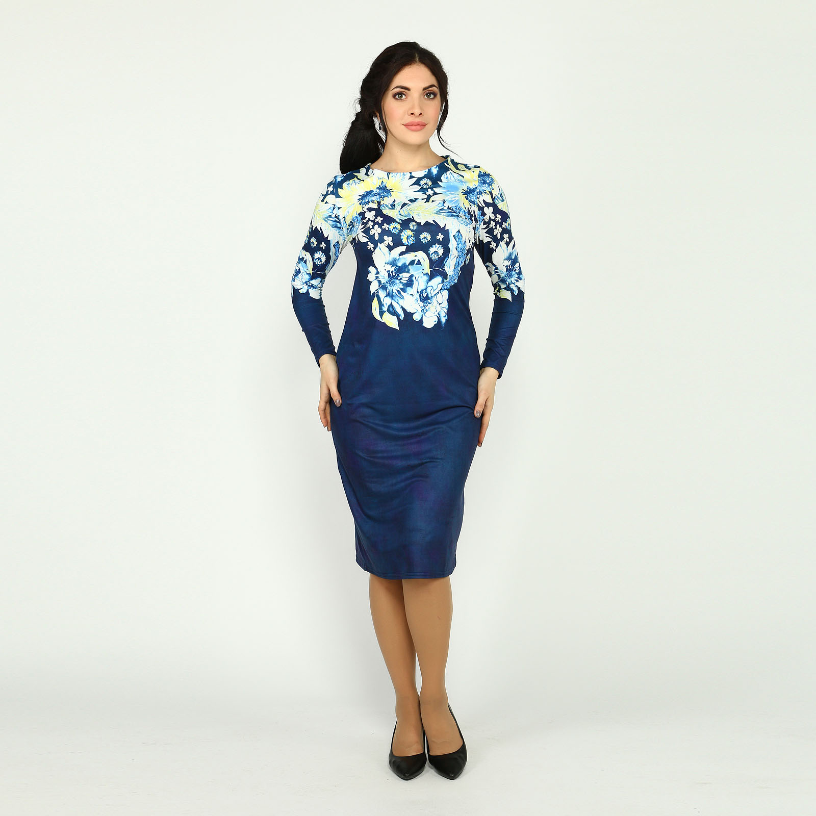 Платье с купонным принтом Bianka Modeno, размер 52, цвет синий - фото 1