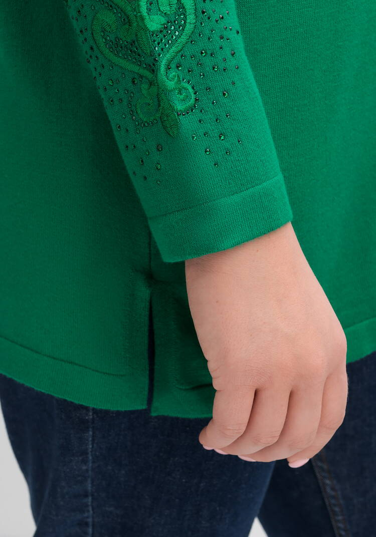 Джемпер с декоративной цветочной вышивкой шир.  750, рис. 15