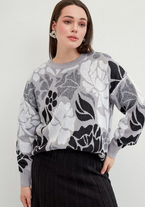 Джемпер прямого силуэта и цветочным принтом