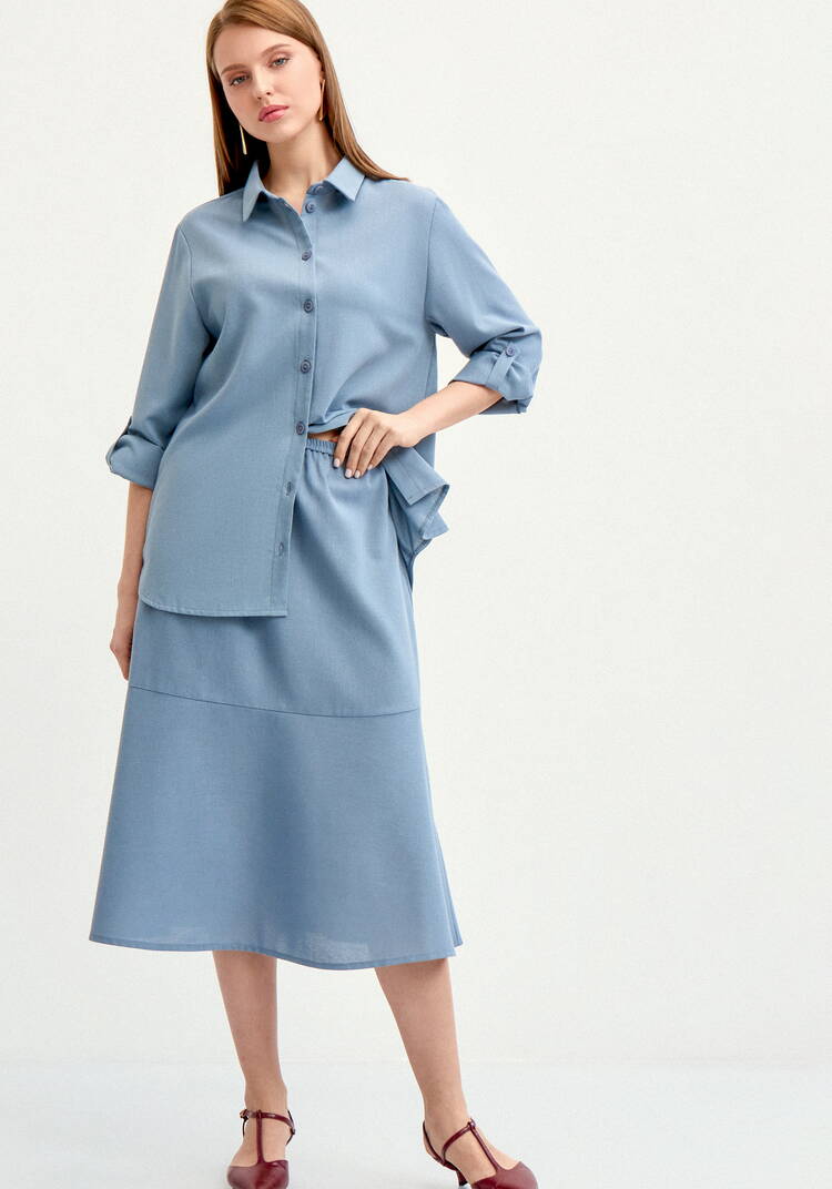Юбка годе изо льна шир.  750, рис. 1