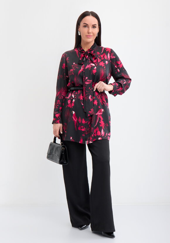 Туника с бантом и цветочным принтом шир.  580, рис. 2