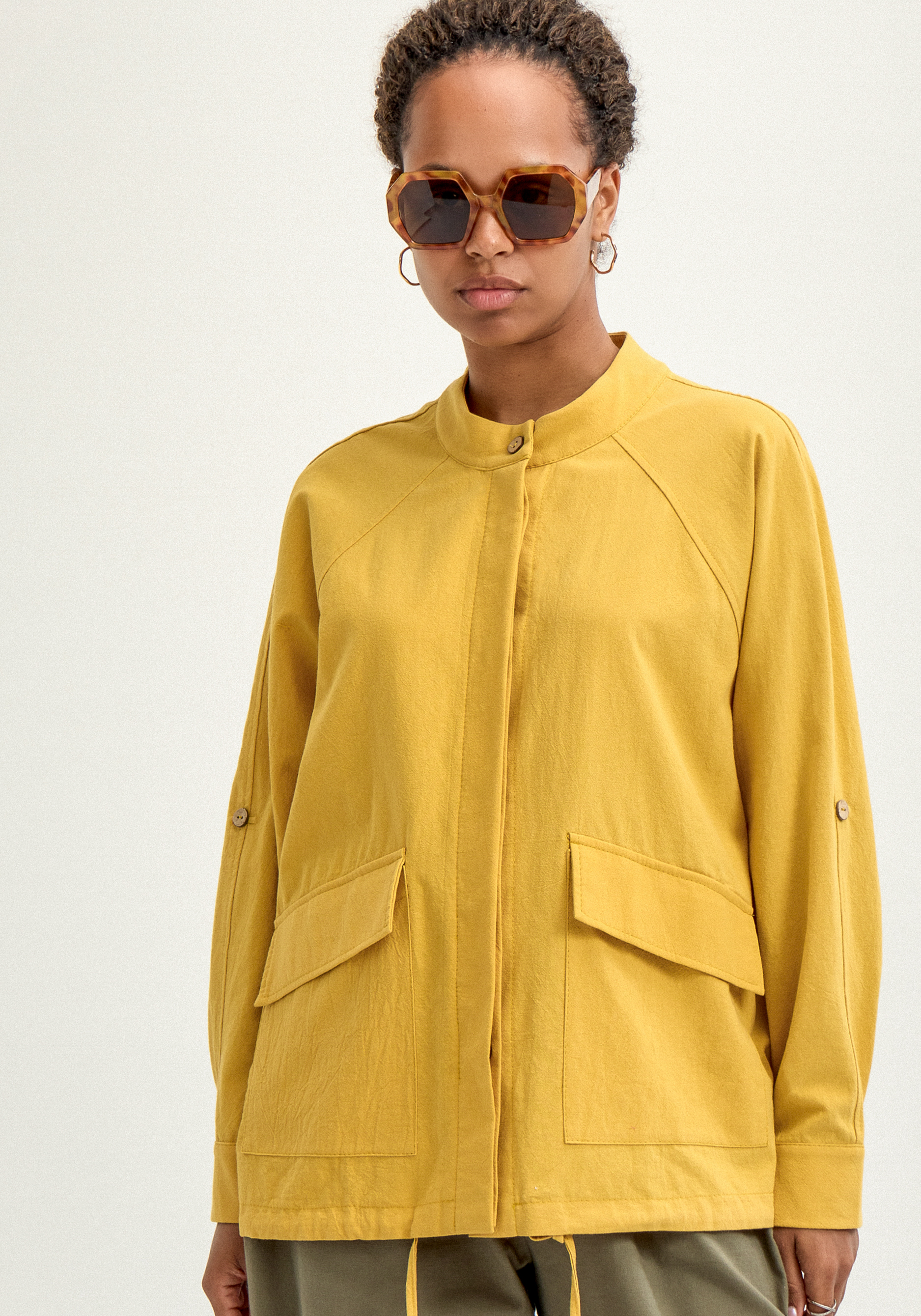 Пыльник с рукавами реглан на кулиске по низу