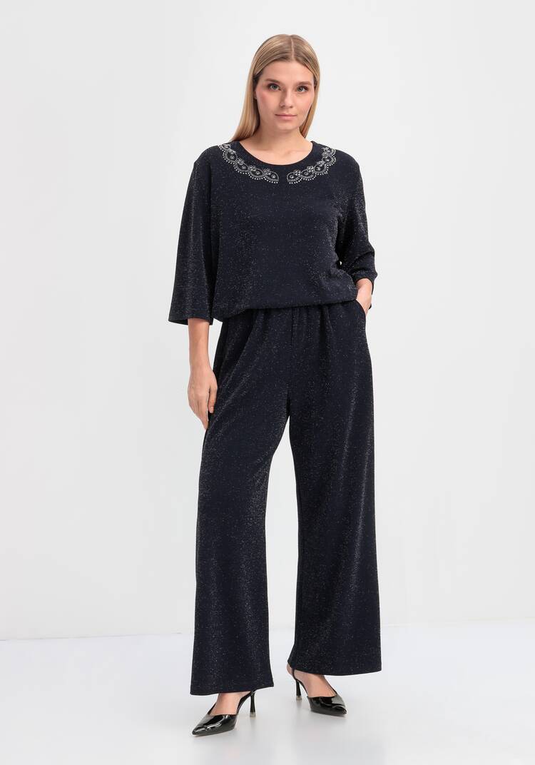 Брюки прямые с люрексом шир.  750, рис. 19