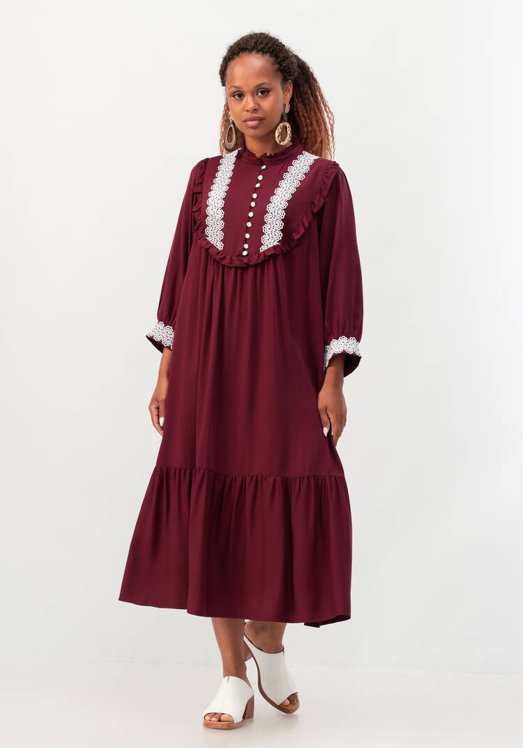 Платье с воротником-стойкой и кружевом шир.  750, рис. 9