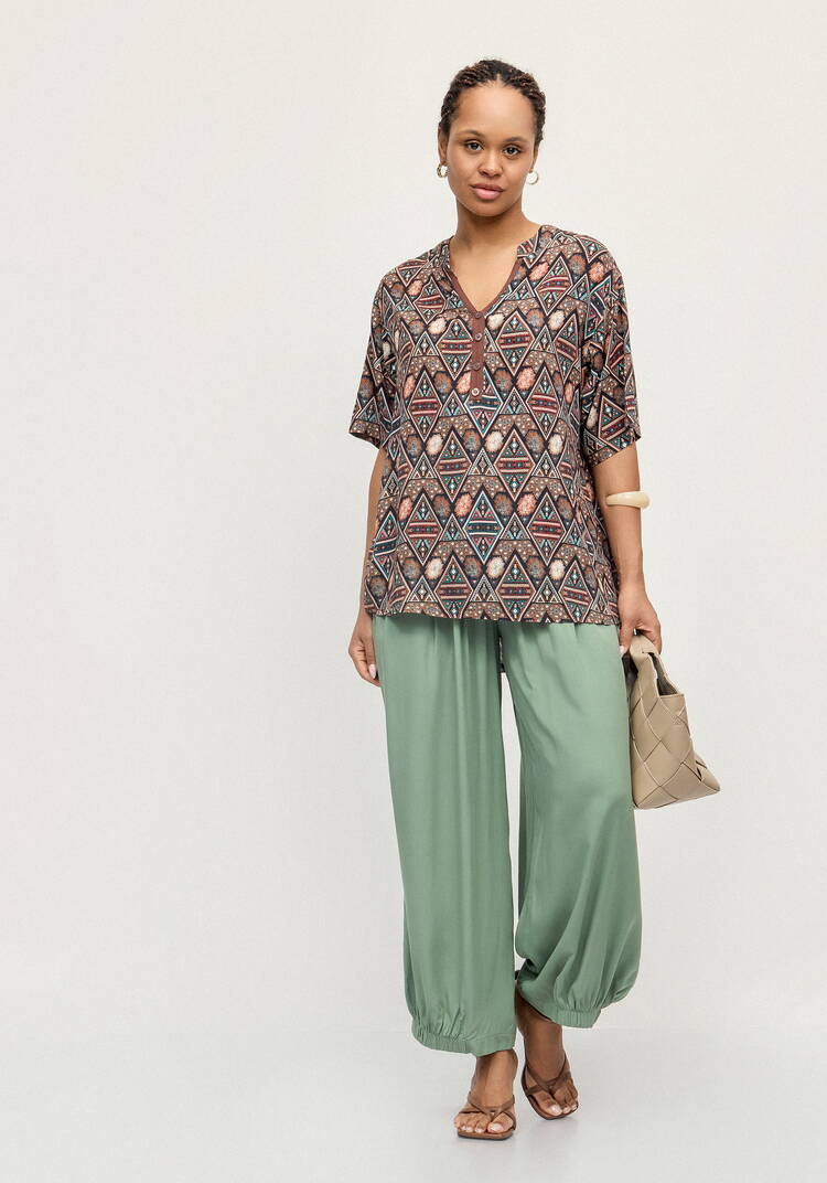 Блуза из штапеля с этническим рисунком шир.  750, рис. 2