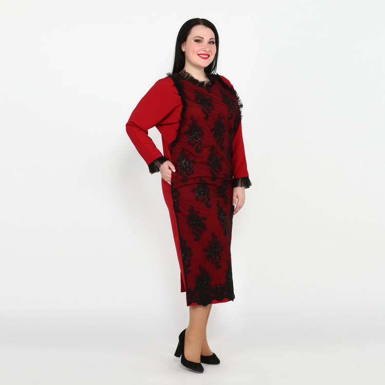 Платье с декором из кружевной ткани шир.  750, рис. 2