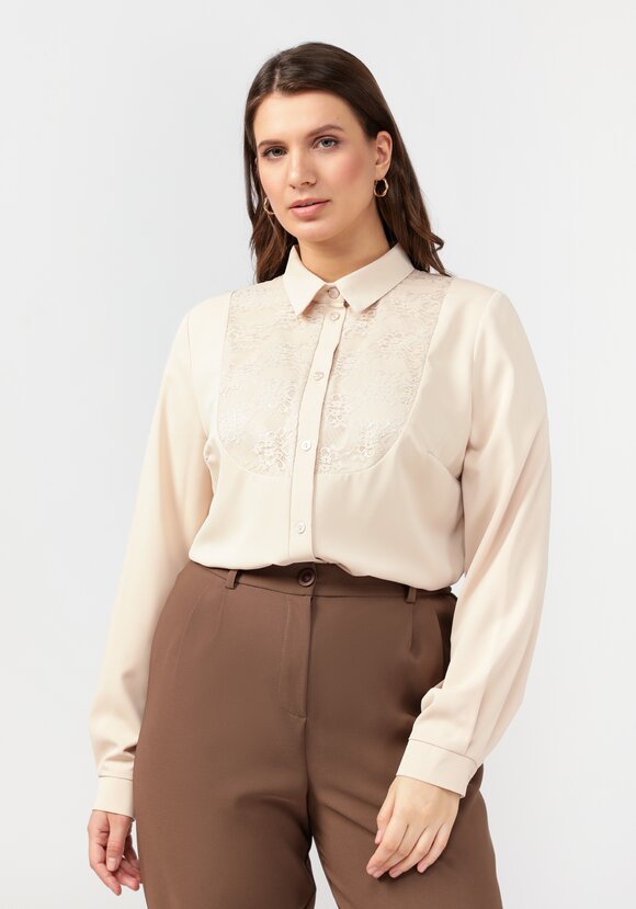 Блуза прямого силуэта с гипюровой вставкой шир.  580, рис. 12