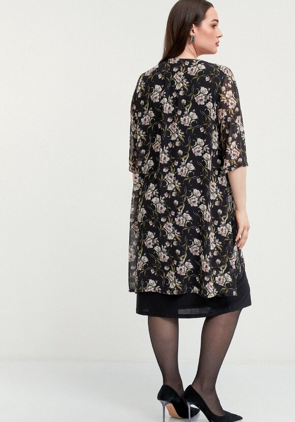 Платье в цветочный принт с шифоном шир.  580, рис. 2