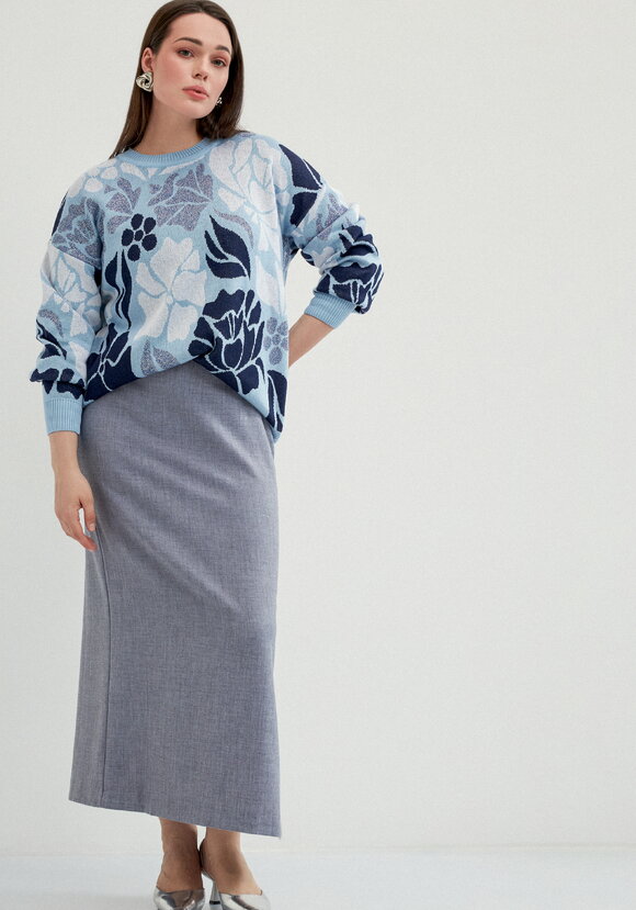 Джемпер прямого силуэта и цветочным принтом шир.  580, рис. 16