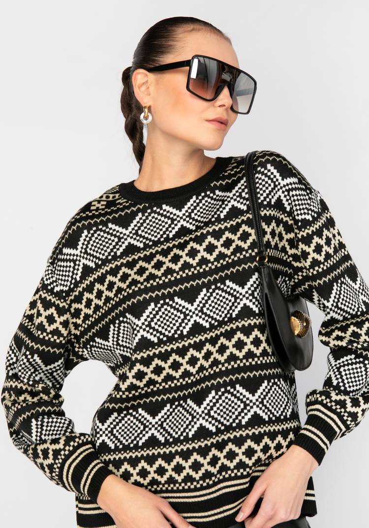 Джемпер женский с жаккардовыми полосами шир.  750, рис. 5