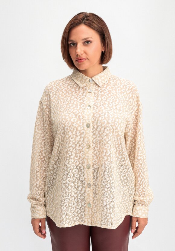 Рубашка ажурная с леопардовым принтом шир.  580, рис. 4
