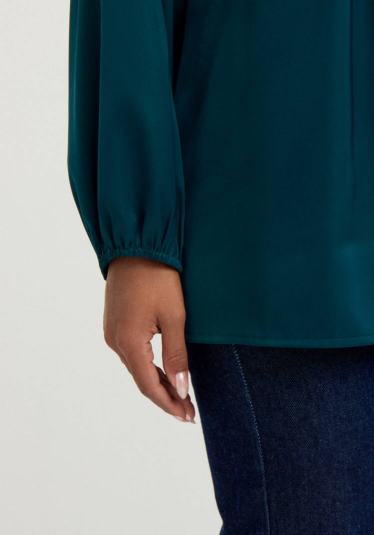 Блуза шелковая с кокеткой шир.  750, рис. 6