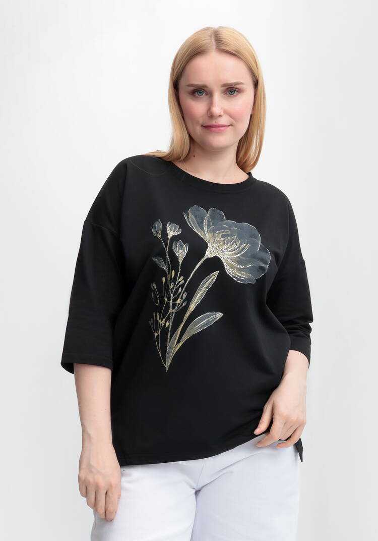 Блуза с принтом цветка и рукавом 3/4 шир.  750, рис. 7