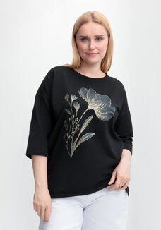 Блуза с принтом цветка и рукавом 3/4