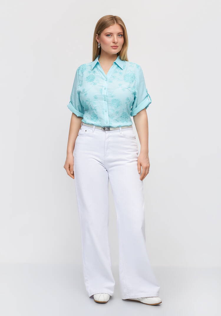 Блуза с фактурным узором на пуговицах шир.  750, рис. 8