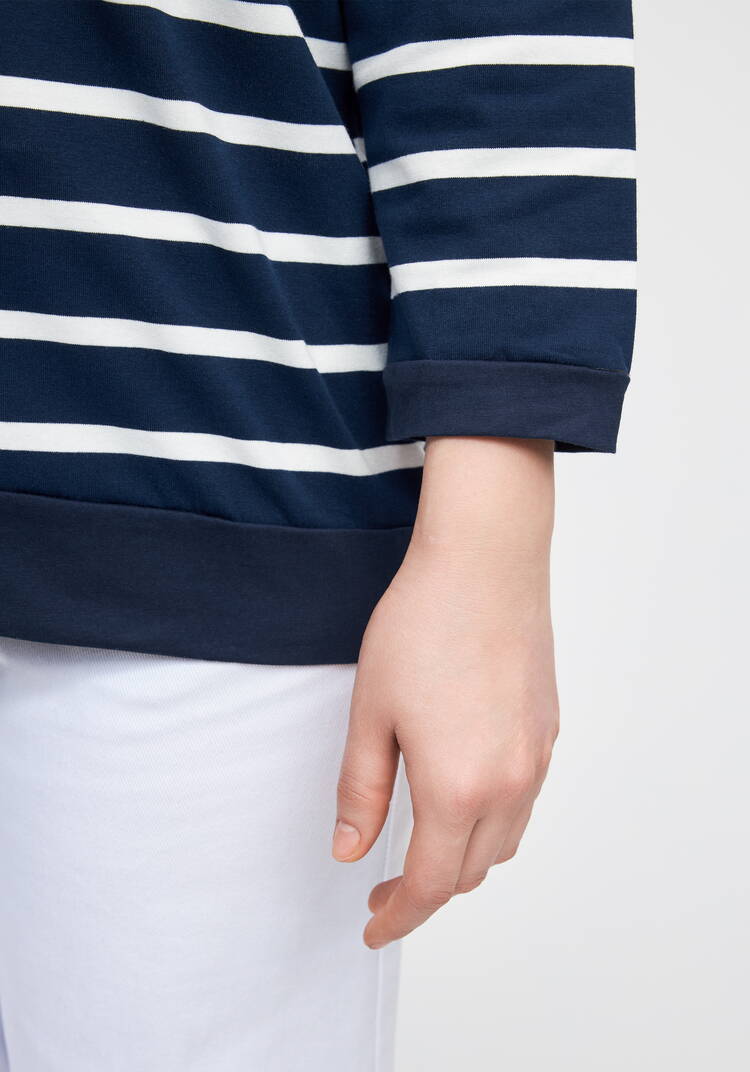 Поло в полоску с декоративной пуговицей шир.  750, рис. 12