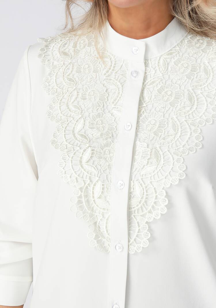 Блуза на пуговицах с ажурным кружевом шир.  750, рис. 2