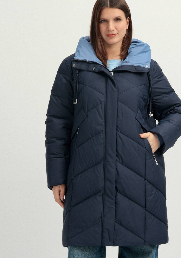 Пуховик с капюшоном и фактурной стежкой шир.  750, рис. 12