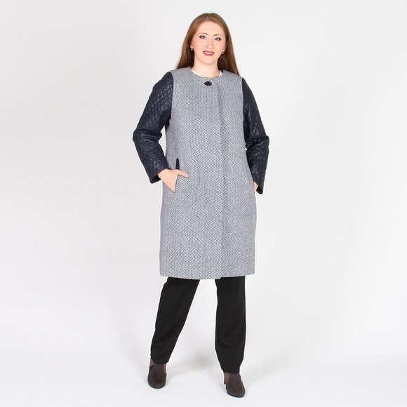 Пальто с контрастными рукавами шир.  580, рис. 2